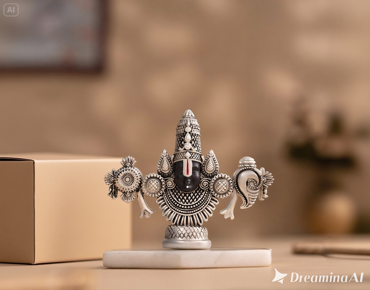 Lord Balaji Face Idol - Silver Plated (4 Inch)